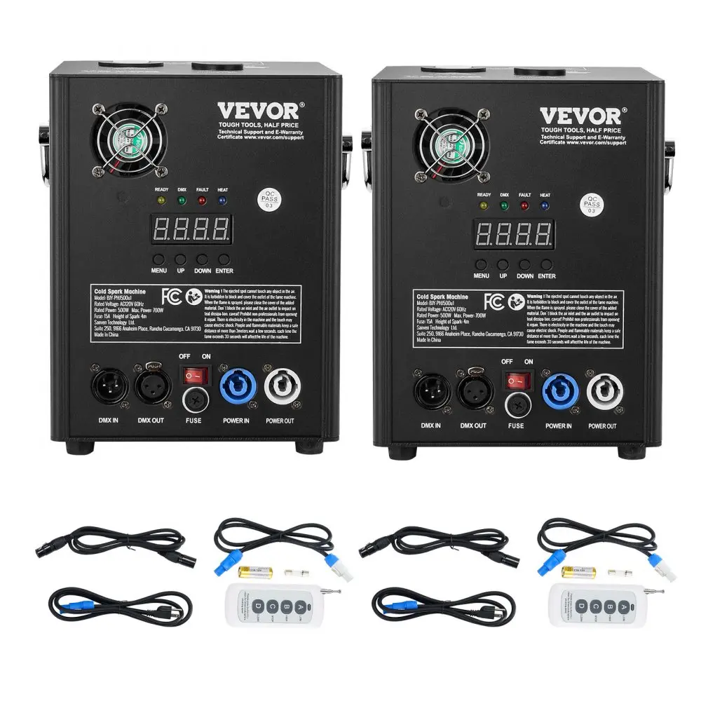 【Summerfinds】VEVOR 2-Pack 500W Cold Spark Machine, Disco Party Decorative Atmosphere Cool Lights, DMX System, LED Screen, Portable Handle, Aluminum Alloy, 6.6-13ft Adjustable Height, for Adult Bars Stage DJ Wedding Events, Disco Party Light, Decorative At