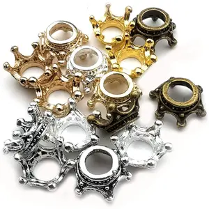 60 count Mixed Antique  Bronze  3D  Crown Loose Spacer Bead,Craft Supplies Crown Charms for  Making Accessory Findings (M264)