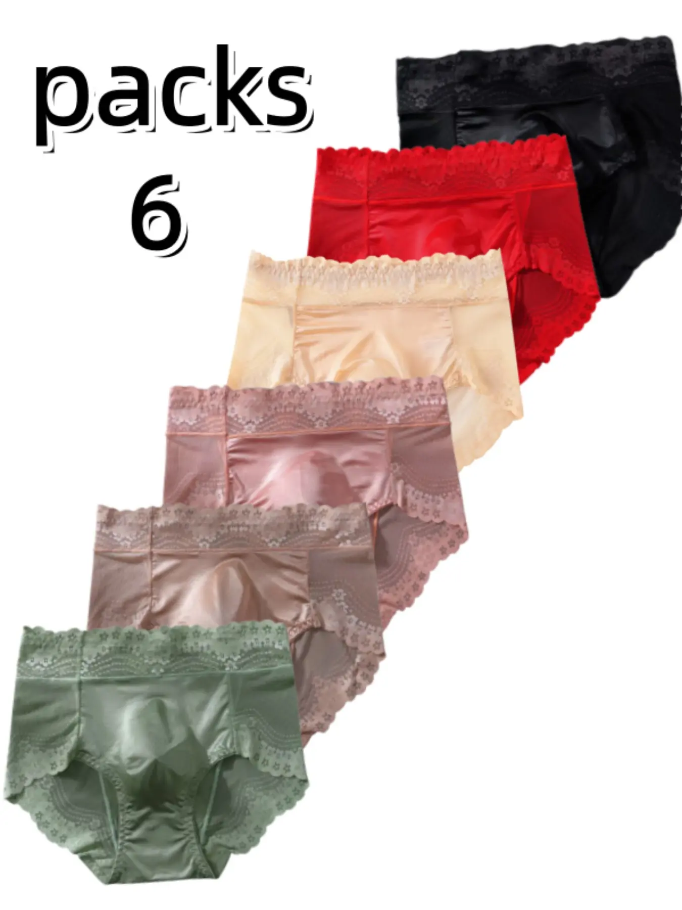 6-Pack Satin Lace Trim Men's Triangle Briefs, Stylish Brief, Mid-Waist Waistband, Breathable Summer Underwear, Slim Fit, All-Season Casual Wear, Undergarments