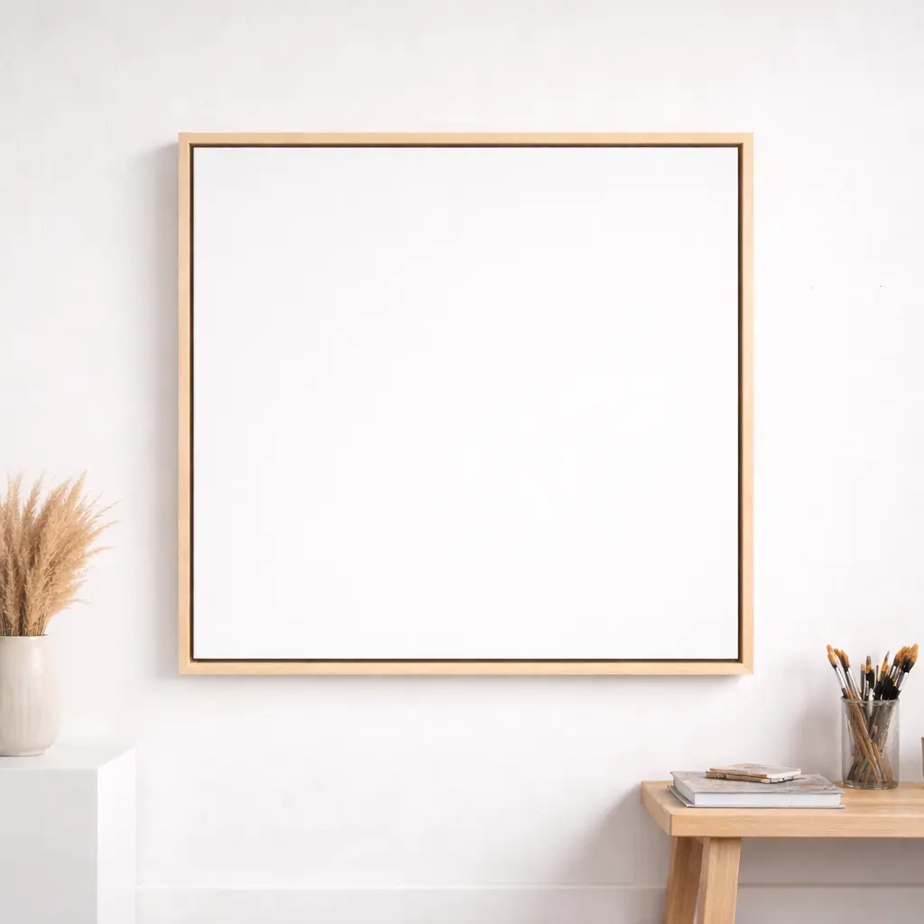 16x16″ Pre-Framed Blank Canvas for Artists – Ready to Hang, Made in the USA
