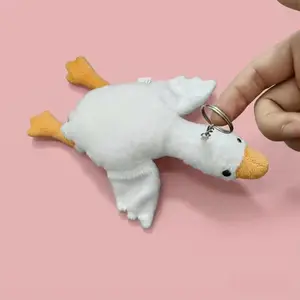 Kawaii White Goose Duck Plush Keychain Backpack Charm Cute Soft Doll Stuffed Animal Toy Boys Girl Kid Holiday Birthday Gift Idea