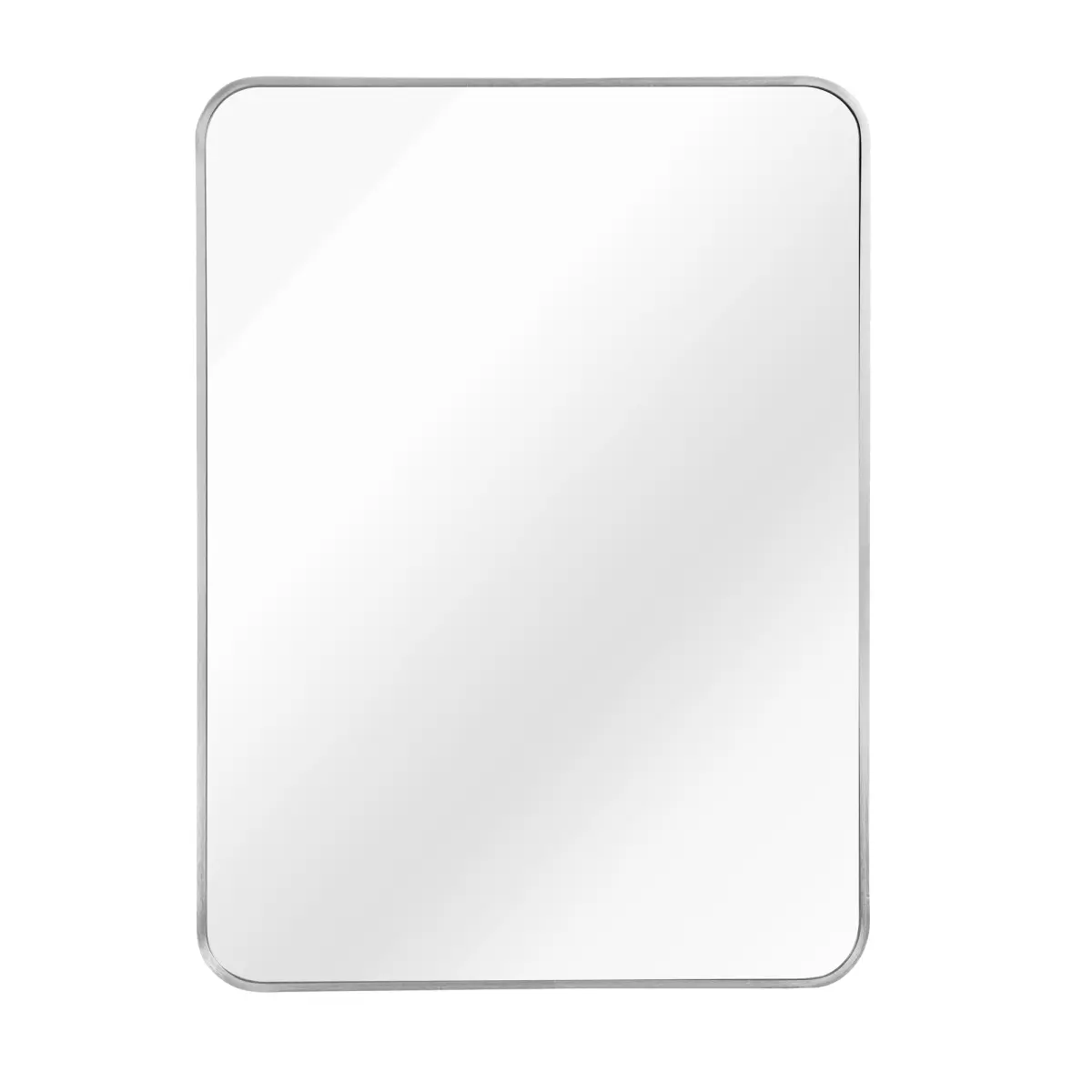 36x24x1.10 in Silver Aluminum Alloy Framed Rectangular Mirror-Mount Bathroom Mirror, 4mm HD Shatterproof, Brushed Anti-Rust Metal Frame, Quick-Install Safe Mount, Classic/Modern Design for Indoor Bathroom Fixtures, Mirror-Mount Bathroom Mirrors