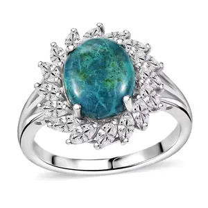 Shadowkite & White Topaz Halo Ring in Rhodium over Sterling Silver 4.90ctw