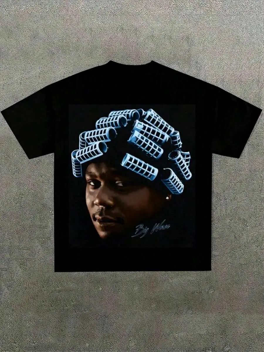 Unisex Baggy T-Shirt with Nipsey Hussle Graphic, Casual Relaxed Fit Heavy Cotton Shortsleeve Streetwear, Retro Sneaker Match Design, Loose, Menswear, Stylish