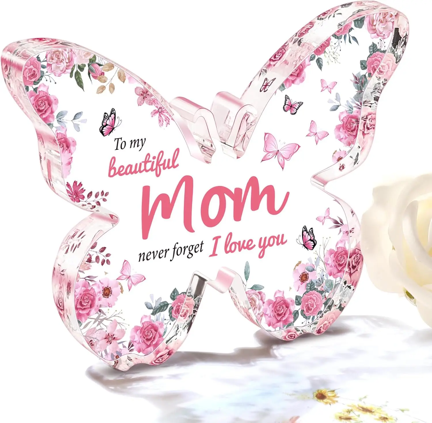 Gifts for Mom from Daughter Son  Unique Mom Birthday Gifts, Butterfly-Shaped Acrylic Keepsake Decoration, 5x3.8 inch Mothers Day Ideas for Mom Grandma Wife Stocking Stuffers Present