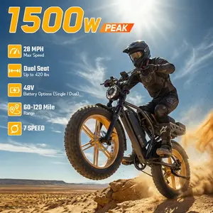 R9 Electric Bike 1500W Dual Battery | Up to 120 Miles Range | 20"x4.0 Fat Tires | 7-Speed, LCD Display, Front Suspension | Adult Ebike Commuter Mountain Bike Dual Brakes