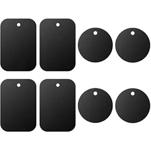 8-Pack Magnetic Phone Mount Metal Plates – Universal Adhesive Plates for Strong, Secure Hold on Car Mounts (Rectangle & Round)