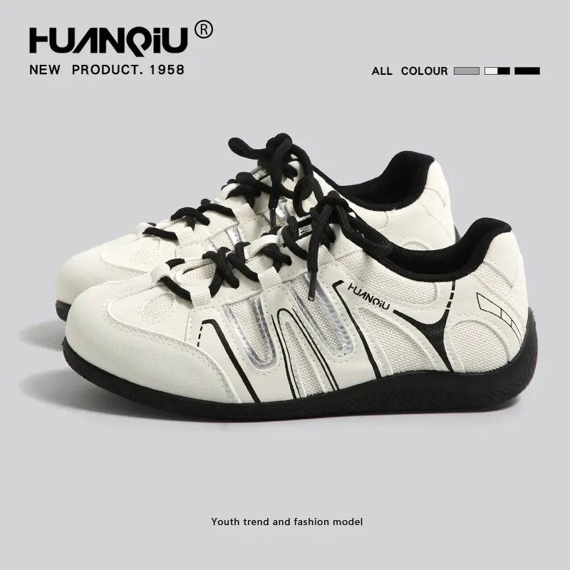 HUANQIU Women's Casual Skate Sneakers with Double Hook-and-Loop Straps - Vintage Low-Top Court Shoes, Chic Fashion Daily Walking Board Shoes, Lightweight Breathable Heritage Trainers