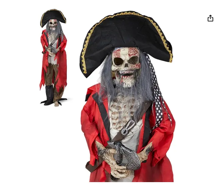 Ubesgoo Halloween Inflatable Pirate 6.3ft Standing & 5.5ft Headless Pirate Lawn Decor, Animatronics Talking Outdoor Decorations with Voice Control Light Up Eyes Movable Arms for Indoor Party Prop and Outdoor Lawn Patio Yard Decor House Garden, Pirate