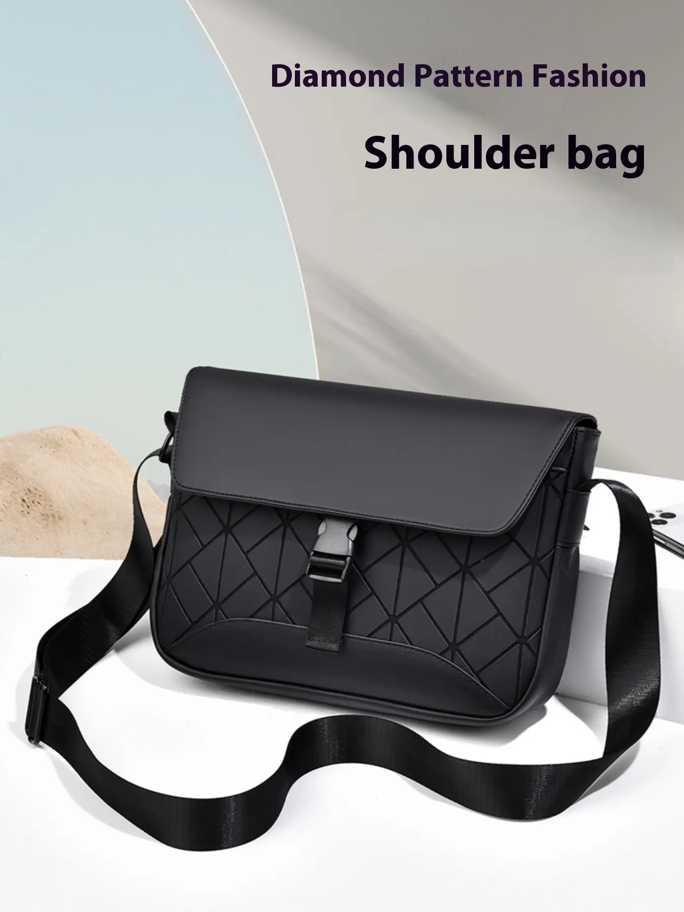 Men's Fashion Diamond Pattern Shoulder Bag, Stylish Crossbody Satchel for Daily Use, Trendy Accessory for Casual, Men Gifts