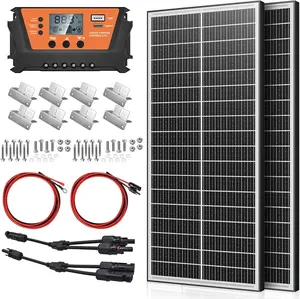 200W Bifacial Solar Panel Kit – 2x100W Solar Panels with 30A PWM Charge Controller for RV, Marine, Boat & Off-Grid Power Systems