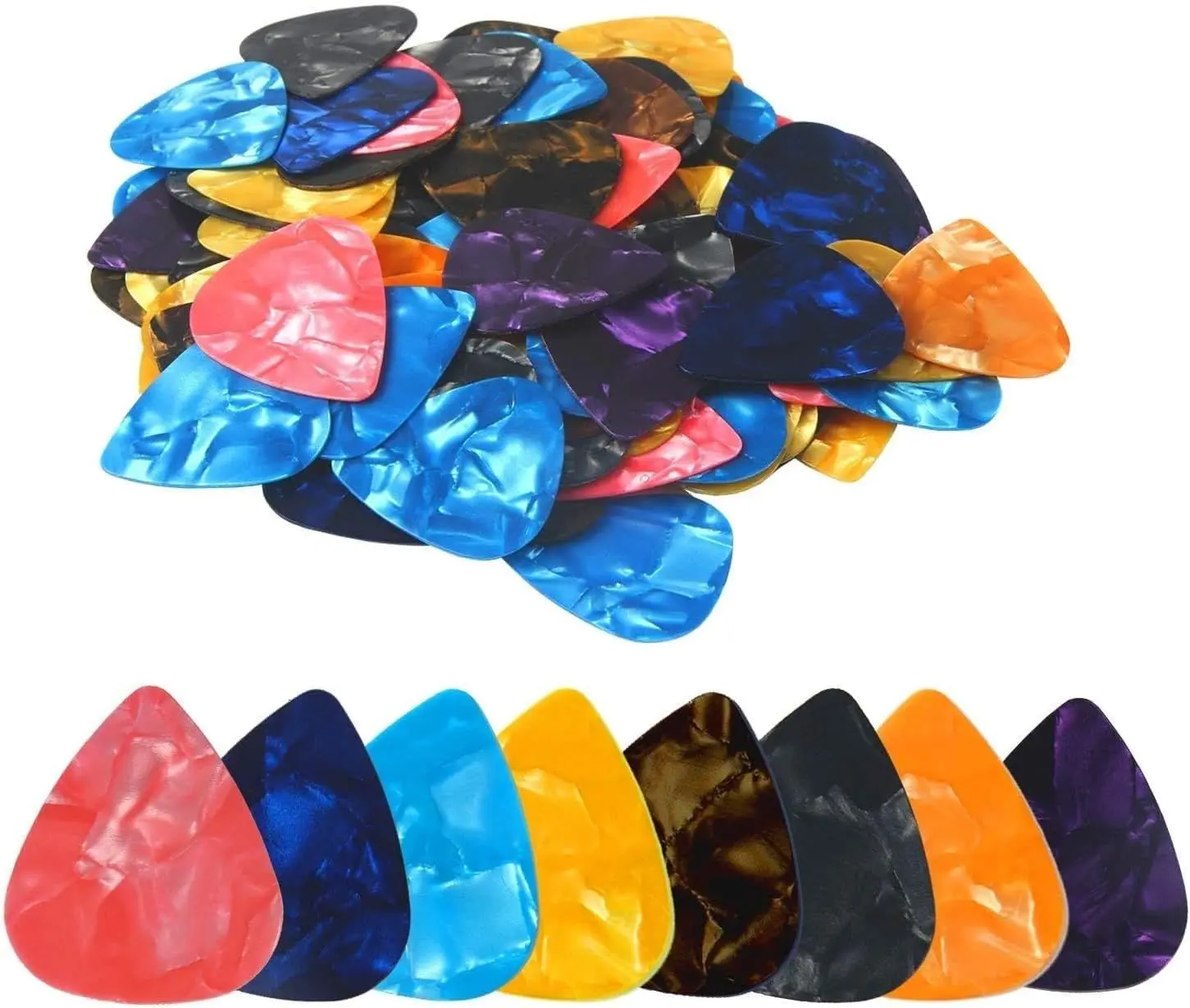 Celluloid Guitar Picks Sampler Value Pack - 100-Count, Medium Size, 0.71mm Thickness, Musical Accessories, Guitar Practice