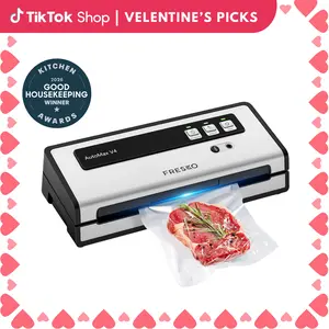 FRESKO AutoMax V4 Mason Jar Vacuum Sealer Machine, Automatic Food Sealer with Double Heat Seal, Includes Bags & Accessory Set