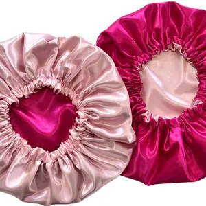 Rosy Pink Reversible Satin Bonnets