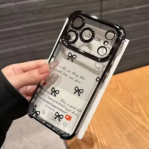 Clear bow Instagram style phone case  minimalist aesthetic suitable for iPhone 17 16 15 14 13 12 Pro Max 16 Plus 15 Plus Cellphone 4-corner thickened shockproof silicone soft shell Companions, gifts for friends and classmates, holiday gifts