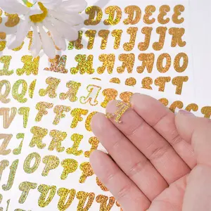 180pcs 0.5 Inch Letter Number High Adhesive Stickers Gold Silver Glitter Spice Jar Holiday Balloon Decor Office Note Labels File Tags