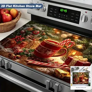Christmas Theme Kitchen Heat Resistant Mat, Holiday Decor Non-Slip Pad, Cozy Cup Design, Festive Atmosphere Kitchen Accessories