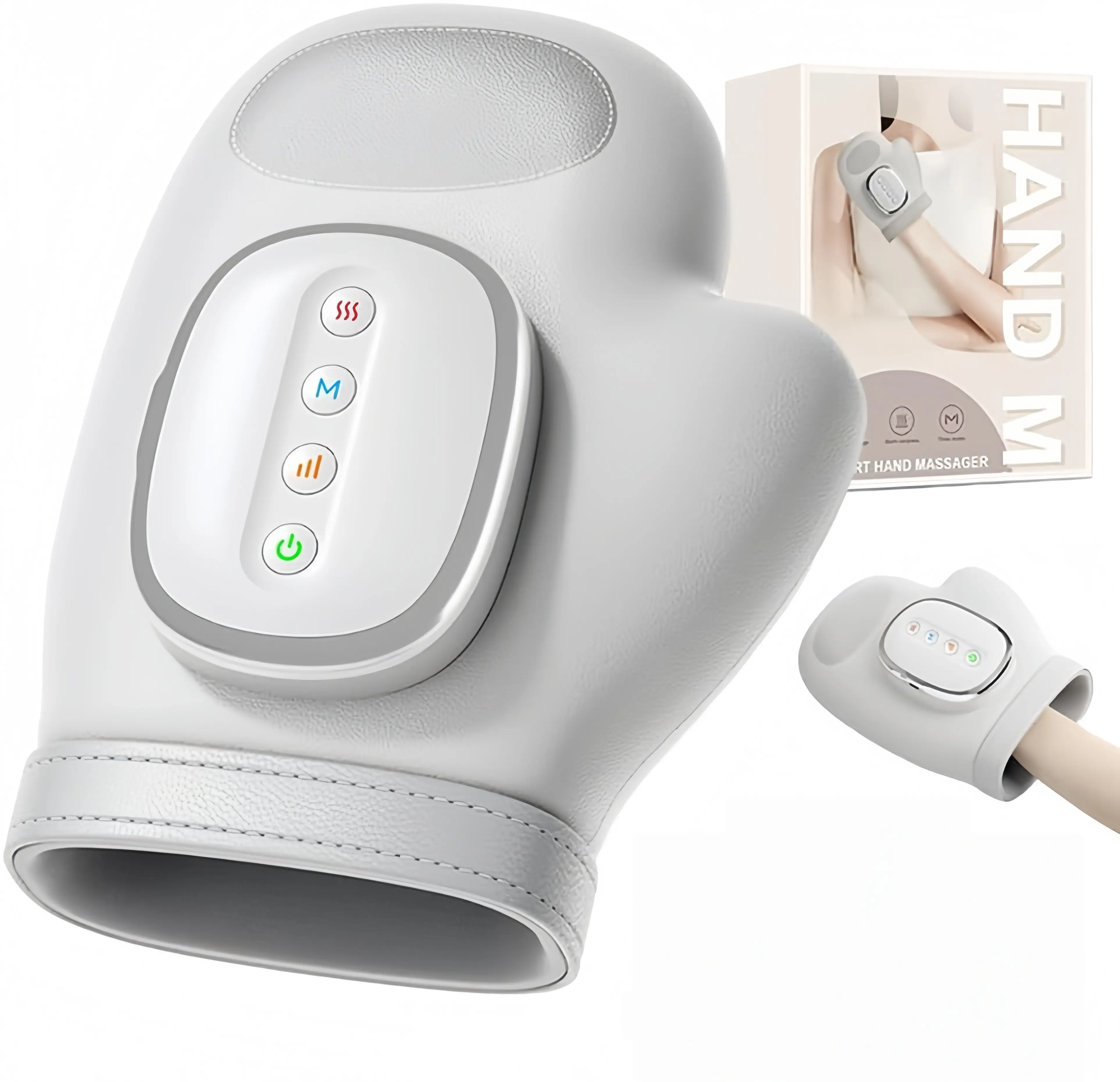 Cordless Shiatsu Hand Massager with Heat Compression - Air Pressure Therapy for Carpal Tunnel, Tendonitis Relief, 3 Modes, 3 Strength Levels, 15 Min Auto-Off - Portable Palm Massager for Office Workers, Ideal Birthday Gift for Men & Women