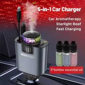 【Last Minute Gift Sale】5 in 1 Retractable Car Charger, Fast Charging Adapter with Lightning Cable&Dual Charge Port Compatible with iPhone 17/16/15/14/13 Pro Max Plus/iPad/AirPods,Samsung Galaxy S25/S24/S10,Google Smartphone Cellphone