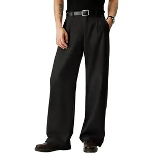 Runcati Mens Baggy Dress Pants Old Money Pleated 30"/32" Casual Wide Leg Slacks Relaxed Fit Lightweight Work Business Trouser