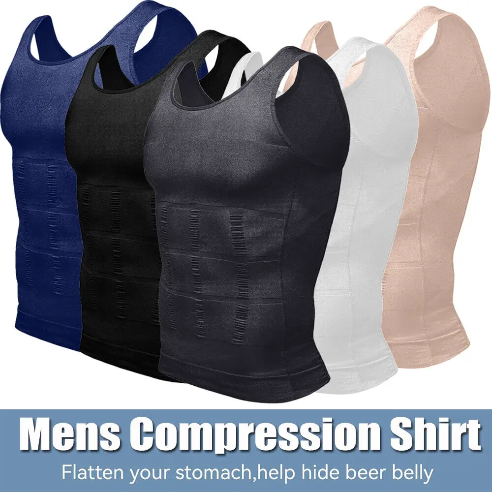 Men's Compression Shirt, Sleeveless Body Shaper Tank Top for Athletic Workouts, Breathable Abdomen Control Undershirt, Compression Garment, Men's Compression Shirts