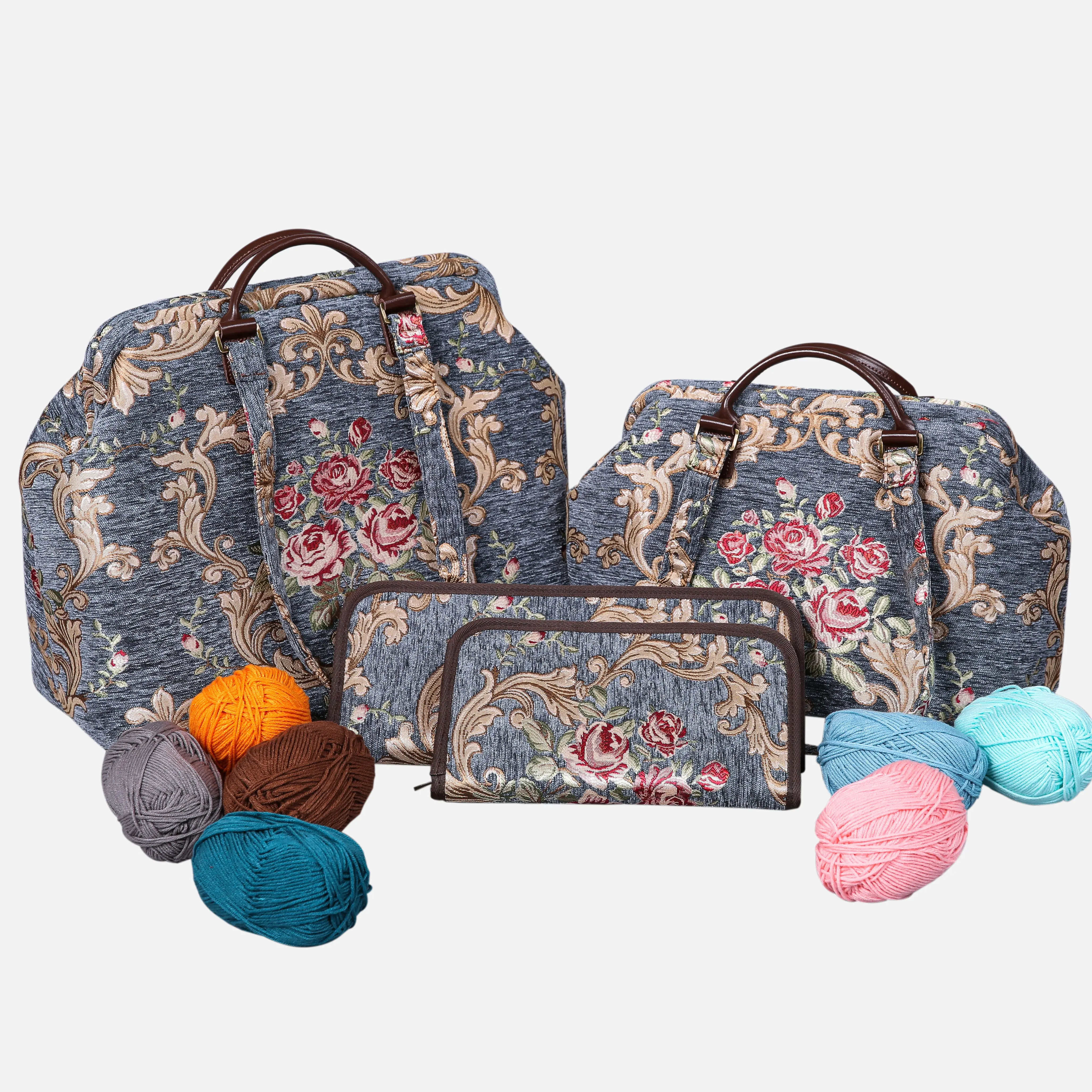 Baroque Garden Grey Knitting Project Bag