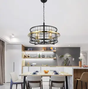 Simple Ironwork Chandelier for Dining Room & Living Room 19.7 Inches Modern Industrial Style Pendant Light Excludes Bulbs