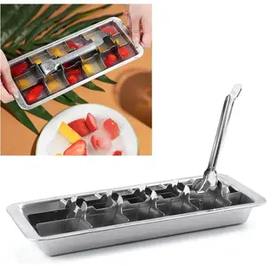 188 stainless steel ice cube tray 18 slot ice cube tray with easy release handle for making various ice cubes and frozen foods removable slots for easy ice cube removal and cleaning