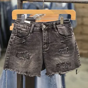 Roma denim Shorts with rhinestone detailing