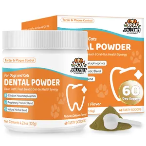 Dog Teeth Cleaning Powder - Natural Dog Dental Powder -Gentle Dog Breath Freshener, Dog Plaque and Tartar Remover, Vet Formulated No Sodium Hexametaphosphate- 60 Scoops, 4.23oz (120g)