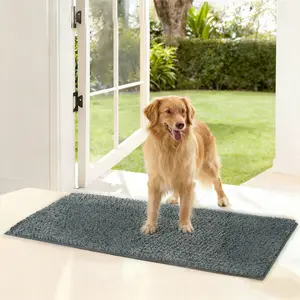 Super Absorbent Chenille Dog Door Mat for Muddy Paws, Non-Slip Washable Microfiber Pet Rug, Quick Dry Indoor Outdoor Entryway Carpet