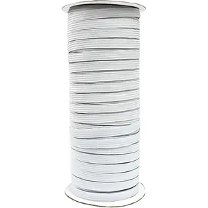 50 Yards Elastic Band Spool 1/4 Inch for Sewing Braided Stretch Strap, Elastic String Cord for DIY Projects, Arts & Crafts (White, 1/4Inch)