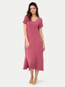 Short Sleeve Long Bamboo Sleepshirt