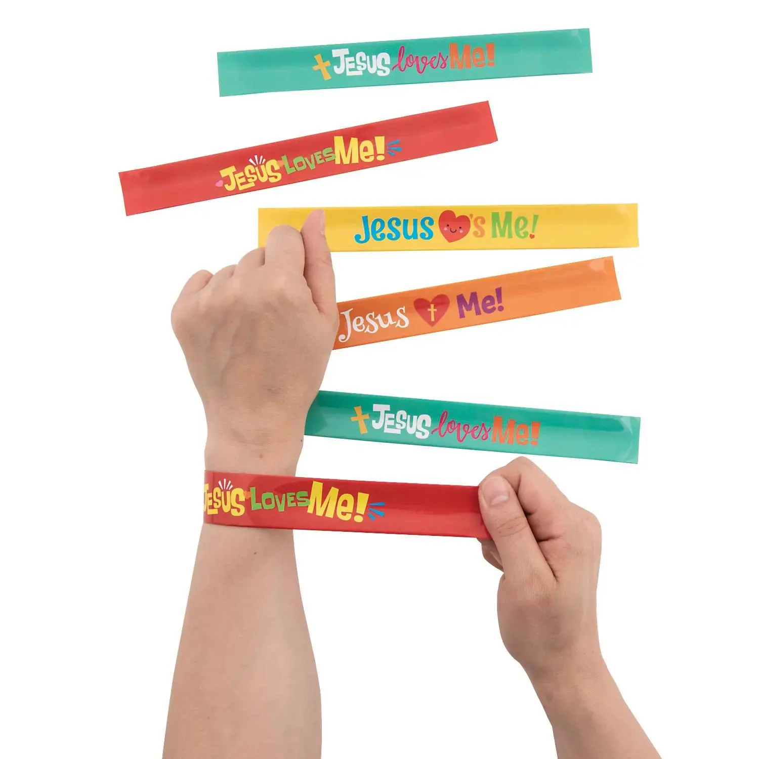 Jesus Loves Me Slap Bracelets - 12 Pc.