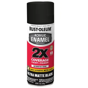Rust-Oleum 372699 Acrylic Enamel 2X Spray Paint, 12 oz, Ultra Matte Black