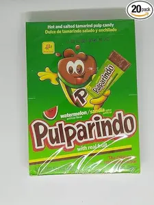 Pulparindo De La Rosa Pulparindo Watermelon Flavor Hot & Salted Tamarind Pulp Candy 20pcs 10oz Real Fruit Snack from Mexico