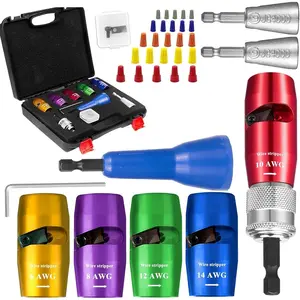 36 in 1 Wire Stripper Tool Set for Drill, Professional AWG 6-8-10-12-14 Gauge Wire Stripper Set and Wire Twister Tool for Drill, Electrical Tool Set with 25 Wire Caps for Man or Home DIY