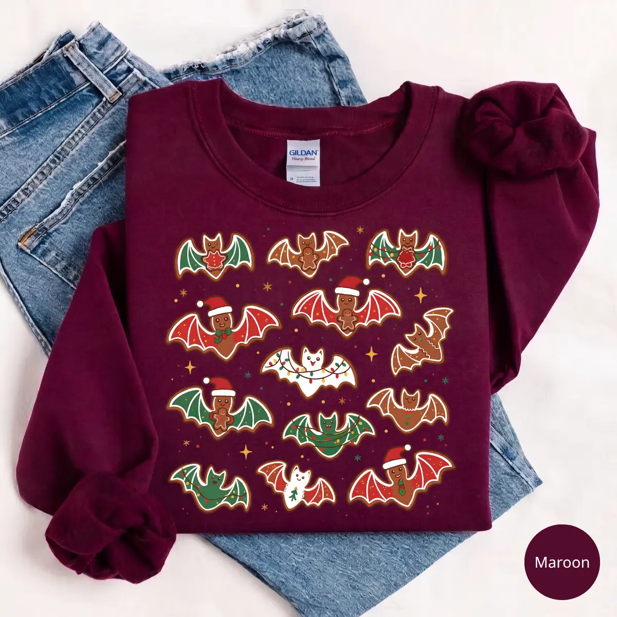 Gingerbread Bats Sweatshirt or T-Shirt, It's Freakin Bats Christmas Graphic, Spooky Gothic Holiday Shirt, Christmas Gift for Her