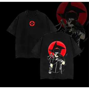 Shisui Uchiha x Naruto Anime Double Printed Vintage Washed Tee Unisex Oversize Anime Manga Washed Heavyweight Cotton T-shirt Naruto Merch ShiShui Fan