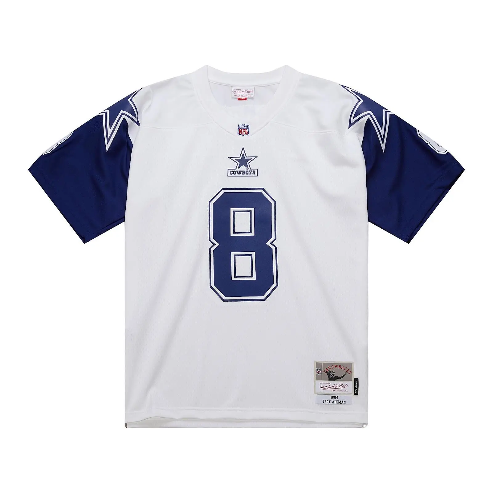 Troy Aikman Dallas Cowboys 1994 White Replica Jersey NFL Throwback Mitchell & Ness