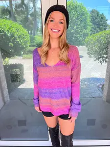 Colleta Multicolored Rib-Knit Pullover Sweater