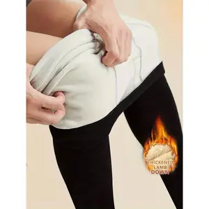 Men'S Winter Warmth Fleece-Lined Thermal Leggings, 88% Polyester 12% Spandex, High Stretch Knit Fabric, Solid Color, Skinny Fit, Sports Style, for Hunting, Outdoor, Running, Cycling, Skiing, Yoga, Fitness, Casual Wear, Thick Long Sleeve Compression