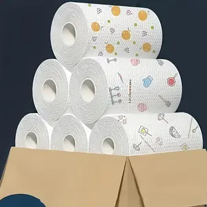Washable Thick Kitchen Paper Towels Reusable 2 Rolls 400 Sheets Absorbant Non Stick Oil Absorbant Roll Paper Universal Durable Home Car Living Room Bathroom Essentials Cleaning Supplies Fragrance Free Home Home Home