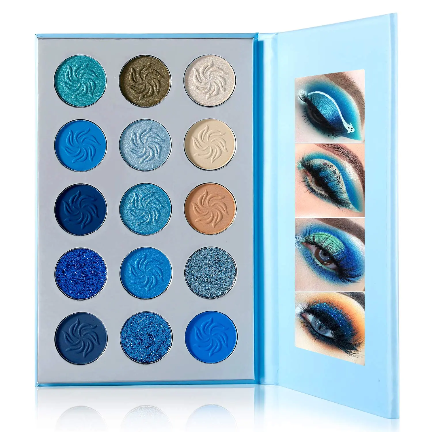 Space Blue Eyeshadow Palette Cosmetics Pressed Pigment Christmas Snowflake Eye Shadow Pallete Matte Shimmer Glitter Drama Makeup Eye Shadow Powder Long Lasting Blue Makeup Pallet
