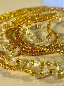 Luxurious Clear Quartz Square Cut Waistbead for Women