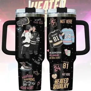 Heated Rivalry Romance 40oz Tumbler, Hollanov Couple Stainless Steel Tumbler, Hudson Williams Connor Storrie Cup, Movie Book Fans Gift