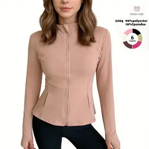 Women's Sports Jackets Workout Jackets with 2 Pockets Zip Up Slim Fit Soft FallJacket for Yoga Running AthleticUV Sun Protection Clothing Long SleeveAthletic Hiking Shirts Lightweight SPF Zip Up Outdoor Jacket Full Zip Activewear