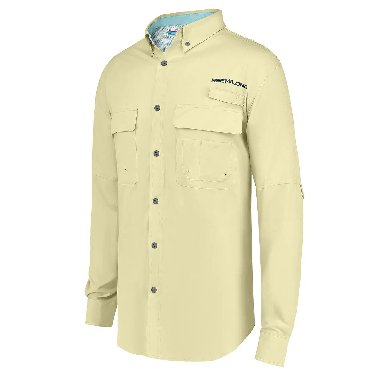 TruDave Men's Long Sleeve Fishshirt, Clothing with SPF Sun Protection, Sun Proof UV 50+ Protection Sunblock Long Sleeve Fishing Shirts for Men, Performance Fishing Gear Shirts Khaki Outdoor Breathable