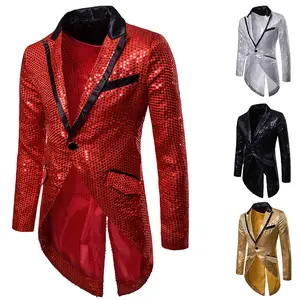 New European And American Men's Sequin Decorative Design Evening Dress Tuxedo Men's Lapel Suit European Size
