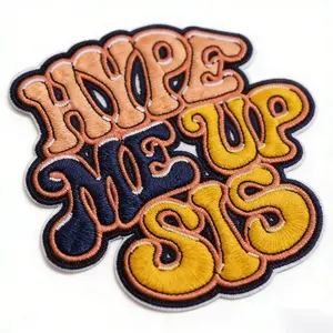 Hype Me Up Sis Embroidered Patch, Stylish Embroidery Design, Back Adhesive Iron-On, Suitable for Clothes Jackets Hats Accessories, 1 Piece